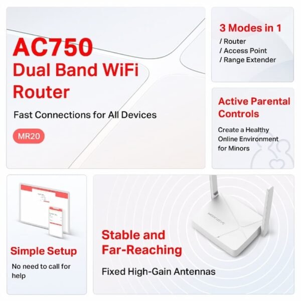 MERCUSYS ROUTER WIFI MR20 AC750 - Image 2