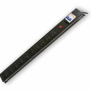 CANAL DE TENSION 10 TOMAS NACIONAL SIN TERMICA, PARA RACK EVO 19" Y 23". NEGRO