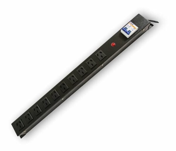 CANAL DE TENSION 10 TOMAS NACIONAL SIN TERMICA, PARA RACK EVO 19" Y 23". NEGRO