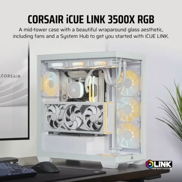 GABINETE CORSAIR 3500X RGB WHITE - Image 3
