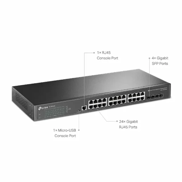 TP-LINK SWITCH 24 GIGA 4 SFP ADMIN L2 - Image 3