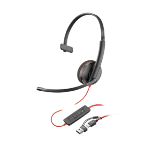 Poly HEADSET Blackwire 3225     USB-C+3.5MM PLUG + USB-C/A ADAPTER (BULK)